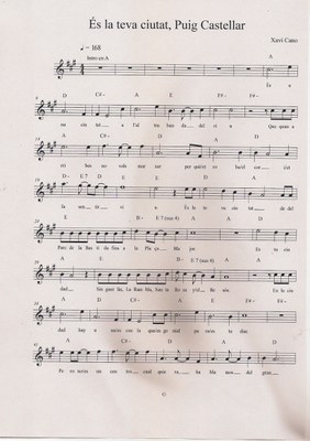 Partitura de la cançó de Xavi Cano 