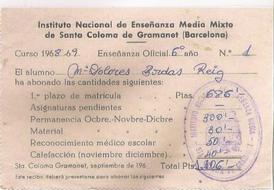 La primera matrícula a l'Institut Santa Coloma (Institut Puig Castellar)
