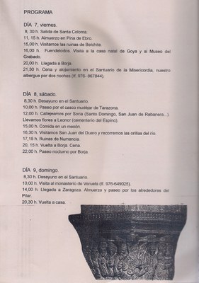 Programa del viaje (Curso 1996-1997)
